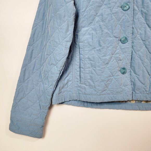 LL Bean Jacket Womens M Quilted Button Down Peasant Cottagecore Chore Wear Plaid - Picture 4 of 12